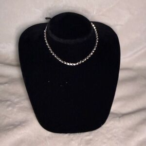 Silver Chain Necklace with Diamond Accents
